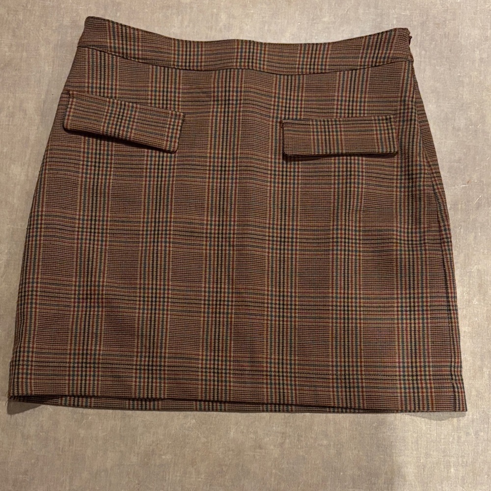 Chic Brown Plaid Mini Skirt -384sku